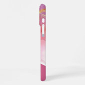 Modern roze geometrisch monogram iPhone hoesje (Linkerkant)