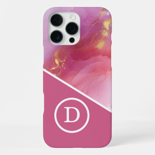 Modern roze geometrisch monogram iPhone hoesje (Achterkant)