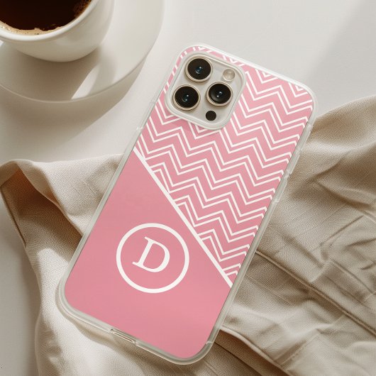 Modern Roze Geometrische Chevron Monogram Case-Mate iPhone Case