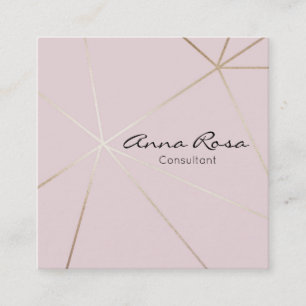 ** Modern roze geometrische trendy Roos goudfolie Vierkante Visitekaartje