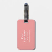 Modern roze gepersonaliseerd Bagagelabel (Achterkant verticaal)