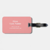 Modern roze gepersonaliseerd Bagagelabel (Achterkant horizontaal)