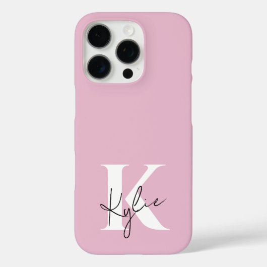 Modern roze gepersonaliseerde monogram naam - Case-Mate iPhone case (Achterkant)