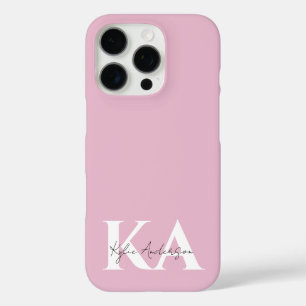 Modern roze gepersonaliseerde monogram naam - iPhone 16 pro hoesje