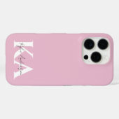 Modern roze gepersonaliseerde monogram naam - Case-Mate iPhone case (Achterkant (horizontaal))