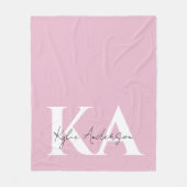 Modern roze gepersonaliseerde monogram naam - fleece deken (Voorkant)