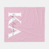 Modern roze gepersonaliseerde monogram naam - fleece deken (Voorkant (Horizontaal))