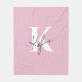Modern roze gepersonaliseerde monogram naam - fleece deken (Voorkant)