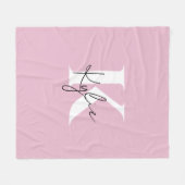 Modern roze gepersonaliseerde monogram naam - fleece deken (Voorkant (Horizontaal))