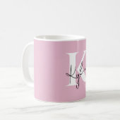 Modern roze gepersonaliseerde monogram naam - koffiemok (Voorkant links)