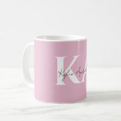 Modern roze gepersonaliseerde monogram naam - koffiemok (Voorkant links)