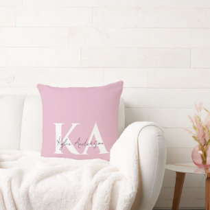 Modern roze gepersonaliseerde monogram naam - kussen