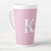Modern roze gepersonaliseerde monogram naam - latte mok (Linkerhoek)