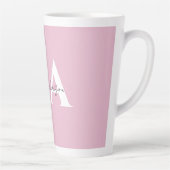 Modern roze gepersonaliseerde monogram naam - latte mok (Rechts)