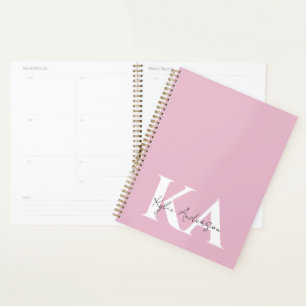 Modern roze gepersonaliseerde monogram naam - planner