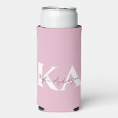 Modern roze gepersonaliseerde monogram naam - seltzer blikjeskoeler (Seltzer Voorkant)