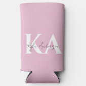 Modern roze gepersonaliseerde monogram naam - seltzer blikjeskoeler (Voorkant)