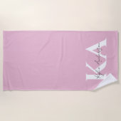 Modern roze gepersonaliseerde monogram naam - strandlaken (Voorkant)