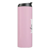Modern roze gepersonaliseerde monogram naam - thermosbeker (Gedraaid links)