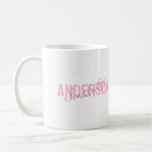 Modern roze gepersonaliseerde naam monogram koffiemok (Links)