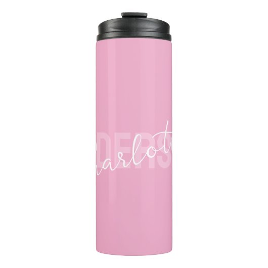 Modern roze gepersonaliseerde naam monogram thermosbeker (Voorkant)