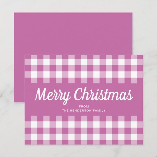 Modern roze geplakt vrolijk kerstfeest briefkaart (Voorkant / Achterkant)