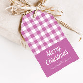 Modern roze geplakt vrolijk kerstfeest cadeaulabel