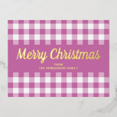 Modern roze geplakt vrolijk kerstgoud folie feestdagen briefkaart (Voorkant)