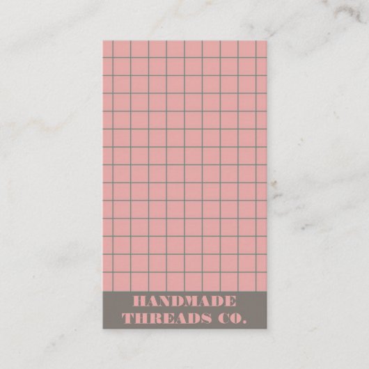 Modern roze geruit patroon QR-code Visitekaartje (Voorkant)