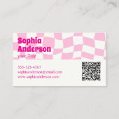 Modern Roze Geruit Patroon Visitekaartje (Achterkant)