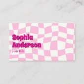 Modern Roze Geruit Patroon Visitekaartje (Voorkant)