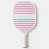 Modern roze gestreepte aangepaste naam pickleball paddle (Voorkant)