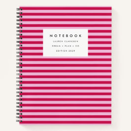 Modern Roze Gestreepte Notitieboek