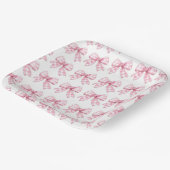Modern Roze Gingham Bow Pattern Baby shower Papieren Bordje (Gebogen)
