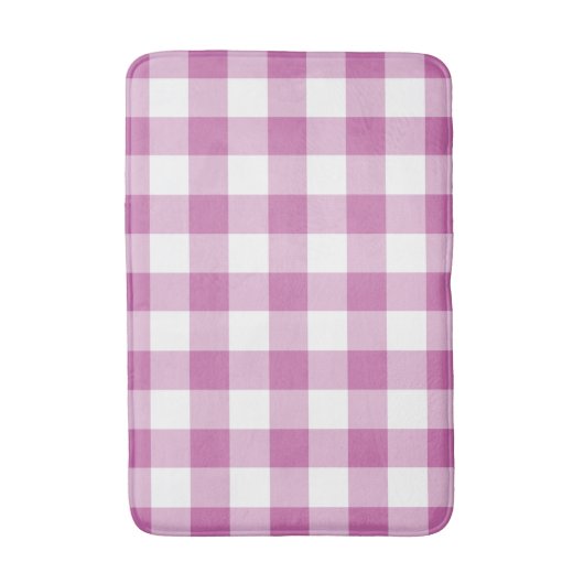 Modern Roze Gingham Plaid Patroon Badmat (Voorkant Verticaal)