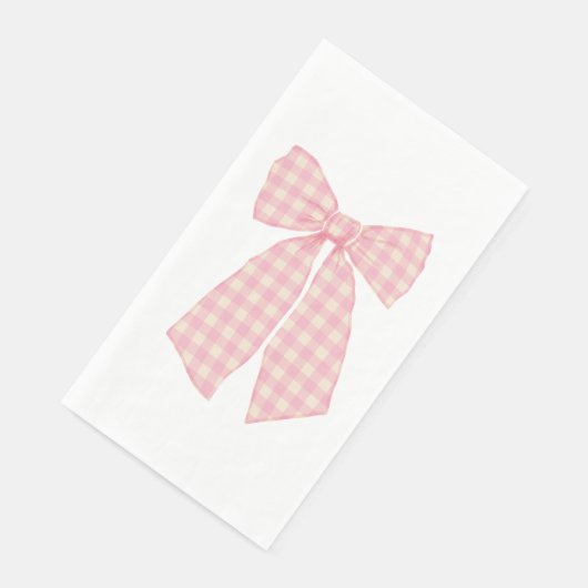 Modern  Roze Gingham Romantische Coquette Bow Servet (Hoek)