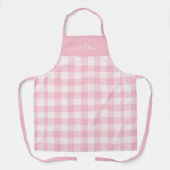Modern roze gingham script naam schort (Voorkant)