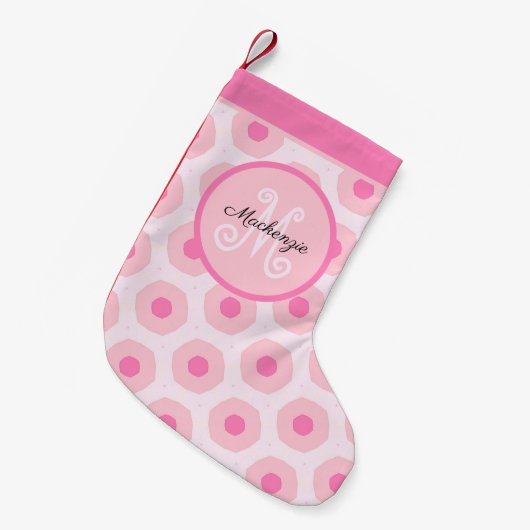 Modern Roze Girly Circle Stippen Patroon Aangepast Kleine Kerstsok (Voorkant (Hangend))