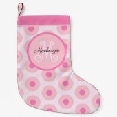 Modern Roze Girly Circle Stippen Patroon Aangepast Kleine Kerstsok (Voorkant)