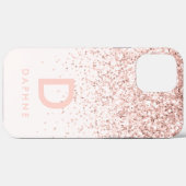 Modern roze girly glitter initiaal monogram Case-Mate iPhone case (Achterkant (horizontaal))
