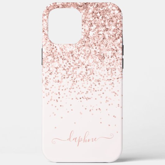 Modern roze girly glitter initiaal monogram Case-Mate iPhone case (Achterkant)