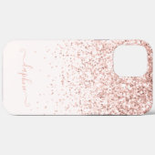 Modern roze girly glitter initiaal monogram Case-Mate iPhone case (Achterkant (horizontaal))