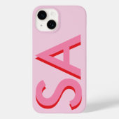 Modern roze girly initiaal minimaal monogram Case-Mate iPhone case (Achterkant)