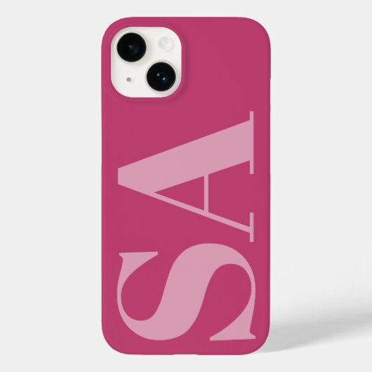 Modern roze girly initiaal minimaal monogram Case-Mate iPhone case (Achterkant)