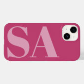 Modern roze girly initiaal minimaal monogram Case-Mate iPhone case (Achterkant (horizontaal))