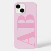Modern Roze Girly Initiaal Minimal Monogram Hoesje (Achterkant)