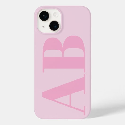 Modern Roze Girly Initiaal Minimal Monogram Hoesje (Achterkant)
