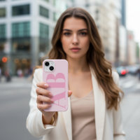 Modern Roze Girly Initiaal Minimal Monogram Hoesje