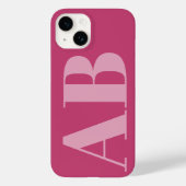 Modern Roze Girly Initiaal Minimal Monogram Hoesje (Achterkant)