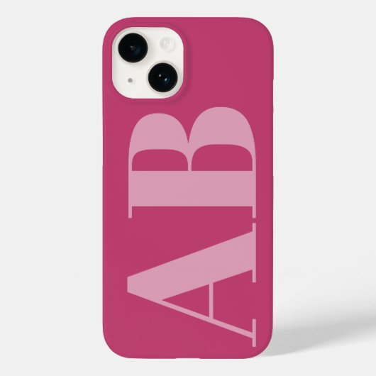 Modern Roze Girly Initiaal Minimal Monogram Hoesje (Achterkant)